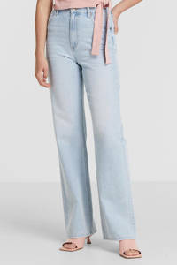 Lichtblauwe dames Raizzed wide leg jeans stone van denim met regular waist en rits- en knoopsluiting