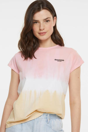 dip-dye T-shirt roze/wit/zand