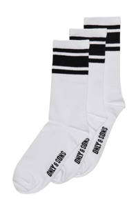 ONLY & SONS sokken ONSPERSON met strepen - set van 3 wit
