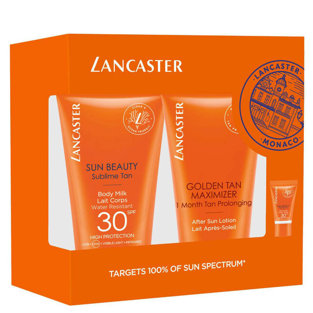 Lancaster Sun Beauty Body Milk zonnebrand SPF30 - 50 ml + Golden Tan Maximizer lotion after sun - 50 ml + Sun Beauty Face Cream zonnebrand SPF30 - 3 ml