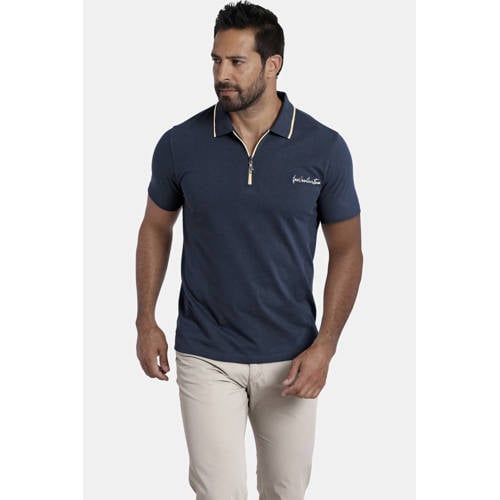 Jan Vanderstorm regular fit polo JOHAR Plus Size donkerblauw afbeelding