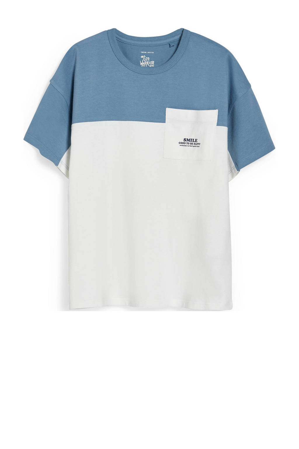C&A T-shirt blauw/wit