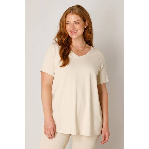 Base Level Curvy basic T-shirt Alba beige afbeelding