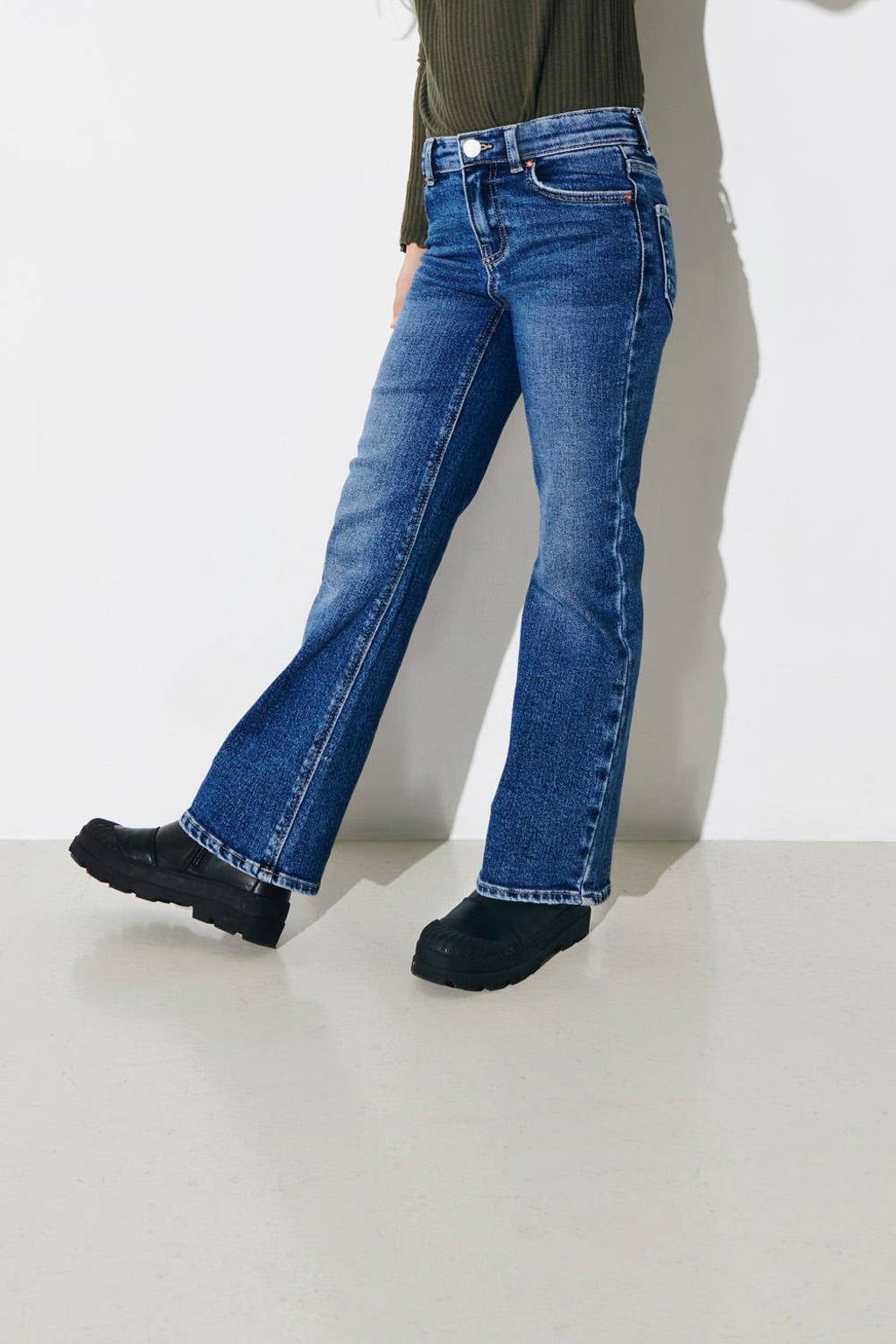 KIDS ONLY GIRL high waist flared broek KOGEA zwart