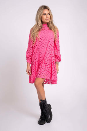 semi-transparante jurk Rosalind met borduursels roze