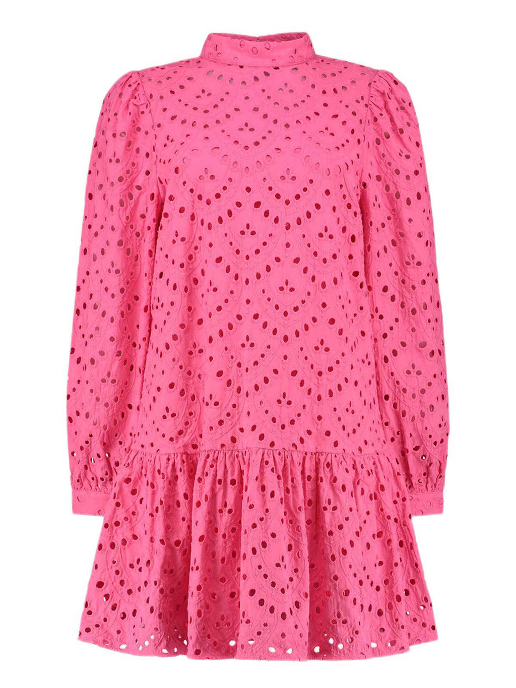 NIKKIE semi-transparante jurk Rosalind met borduursels roze