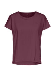 thumbnail: Donkerrode dames ONLY PLAY sport T-shirt met logo dessin, korte mouwen en ronde hals