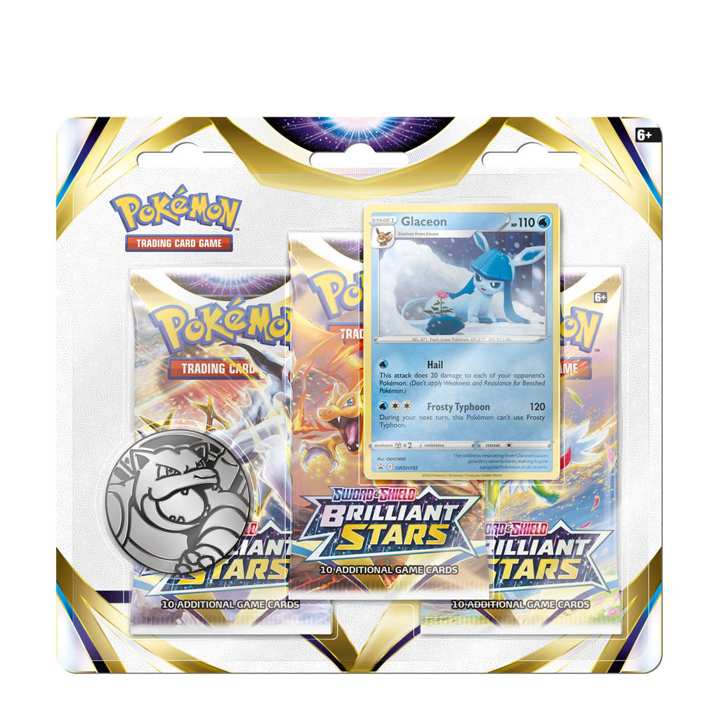 Pokemon TCG Sword & Shield Brilliant Stars 3 Booster Blister- Glaceon kaartspel