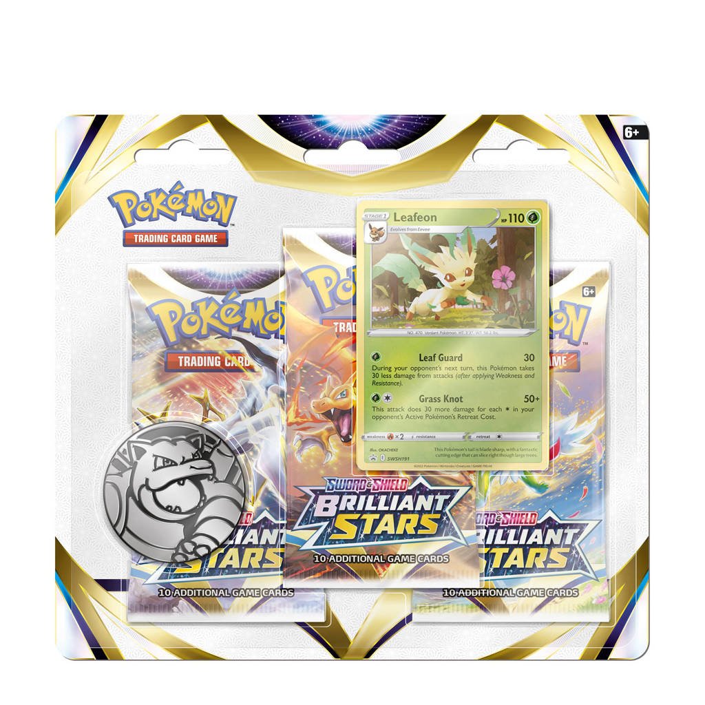 Pokemon TCG Sword & Shield Brilliant Stars 3 Booster Blister- Leafeon kaartspel