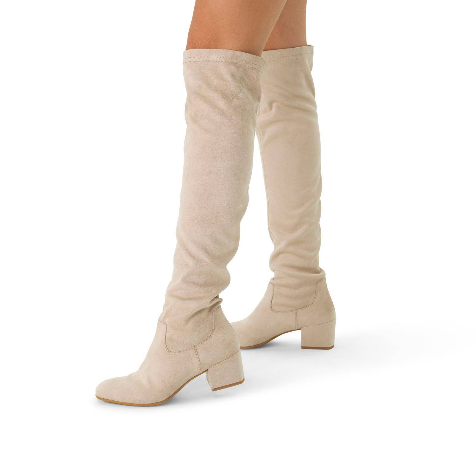 Manfield stretch laarzen beige | wehkamp