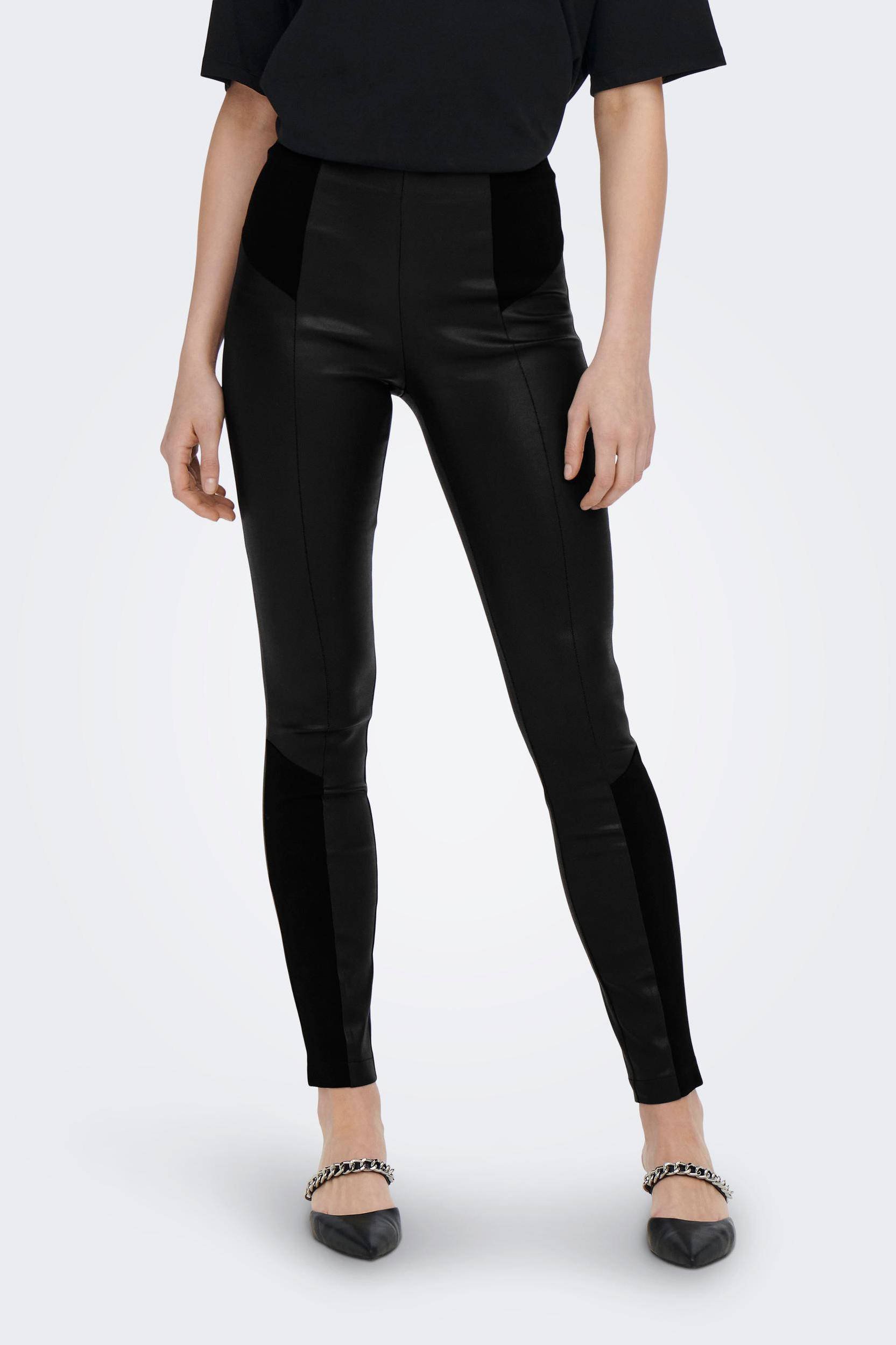 ONLY coated legging ONLCLAREMONT zwart | wehkamp
