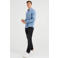 WE Fashion linnen slim fit overhemd blauw