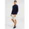 WE Fashion linnen slim fit overhemd donkerblauw