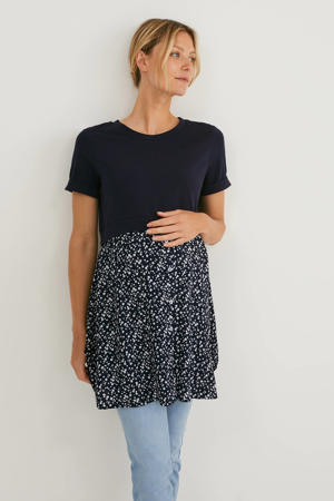 zwangerschapstop - 2-in-1-look donkerblauw/wit