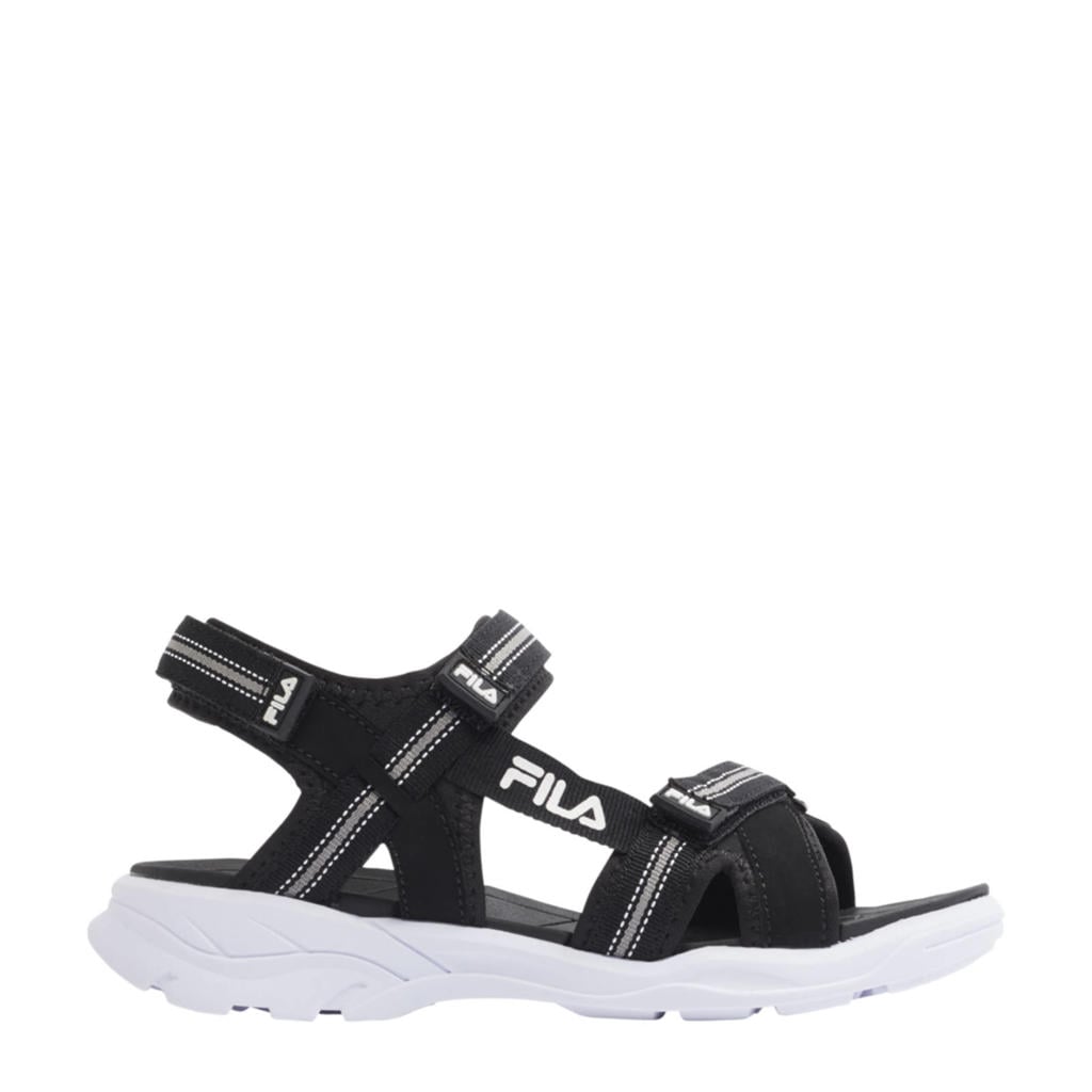 Zwarte dames Fila sandalen van imitatie leer/textiel/rubber met klittenband