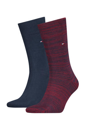 sokken - set van 2 donkerblauw/donkerrood