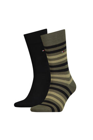 sokken - set van 2 zwart/olijfgroen