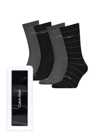giftbox sokken met logo - set van 4 grijs/zwart