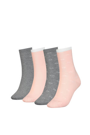 sokken - set van 4 roze/grijs