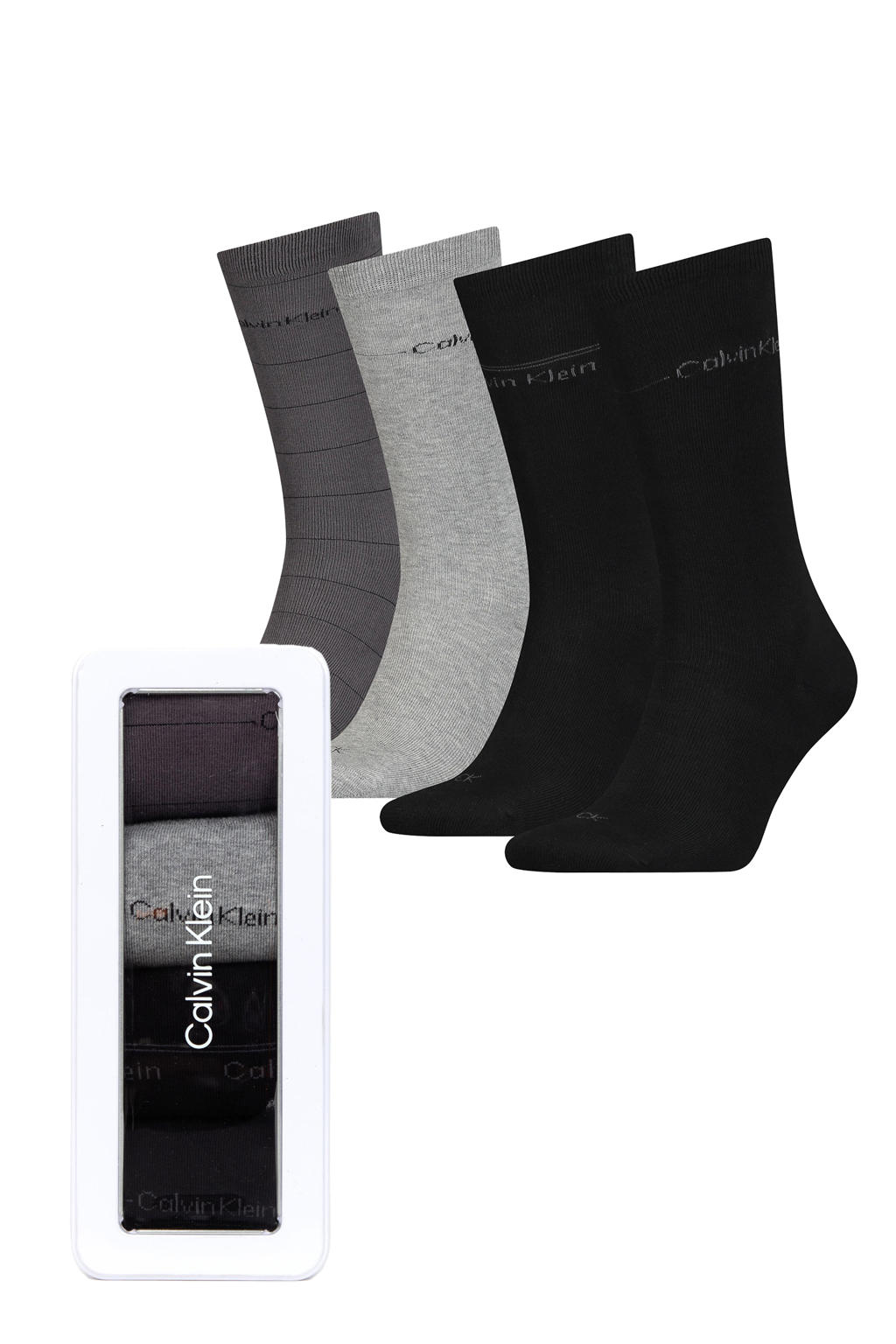 Calvin Klein giftbox sokken - set van 4 zwart/grijs