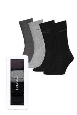 giftbox sokken - set van 4 zwart/grijs