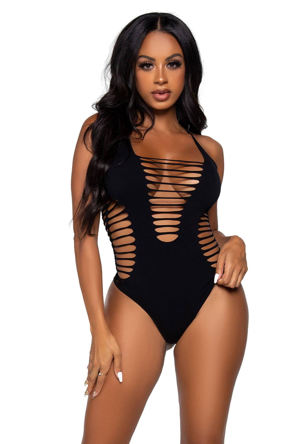 Leg Avenue stringbody met racerback zwart
