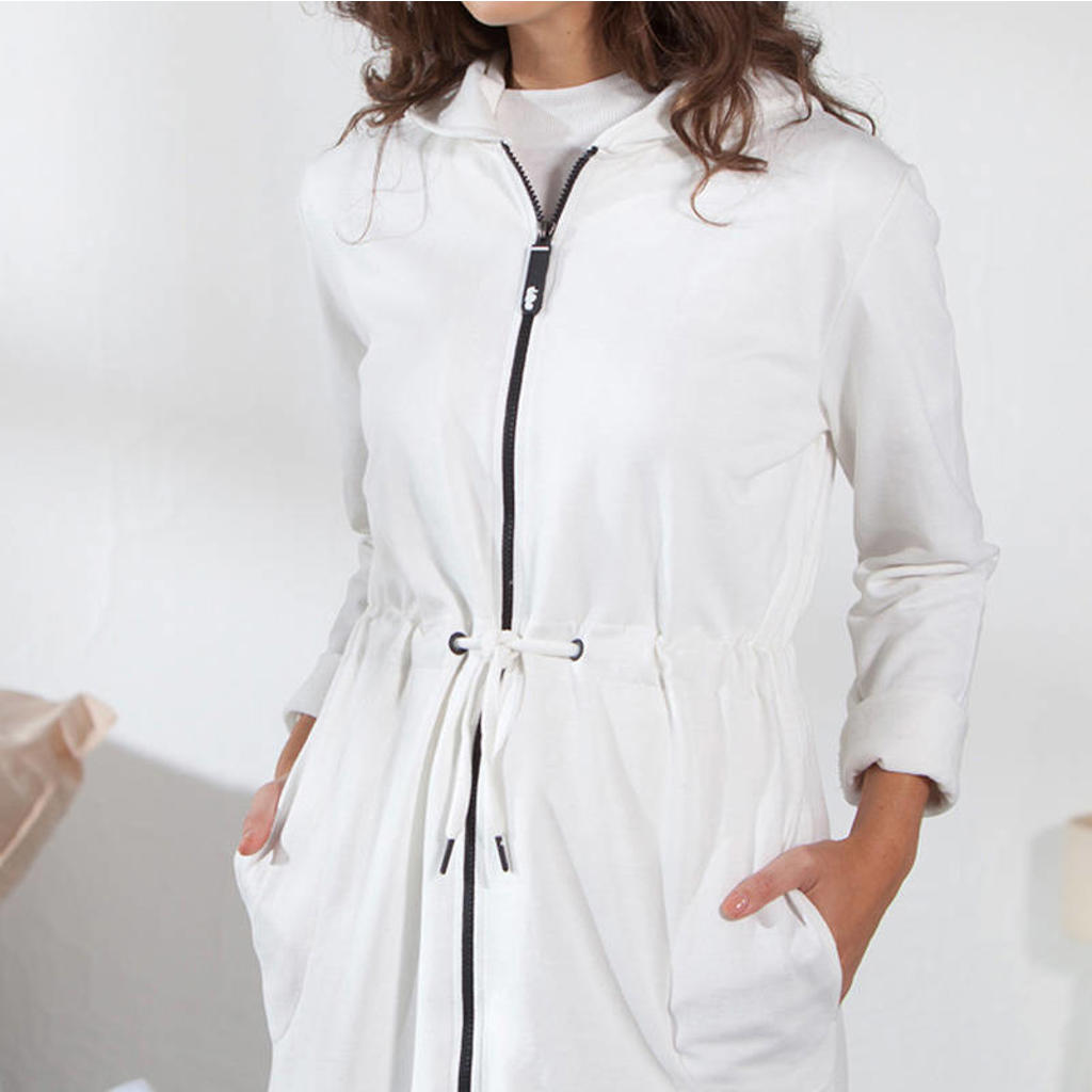 Seahorse jersey badjas Taylor met ritssluiting en capuchon wit wehkamp