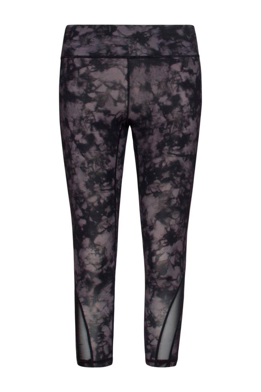 Zwart en grijze dames Active Panther sportcapri Nina van polyester met slim fit, regular waist en elastische tailleband