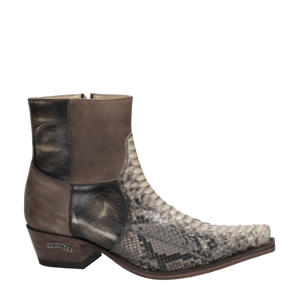 Mimo-Riding 5919 leren cowboylaarzen met slangenprint bruin
