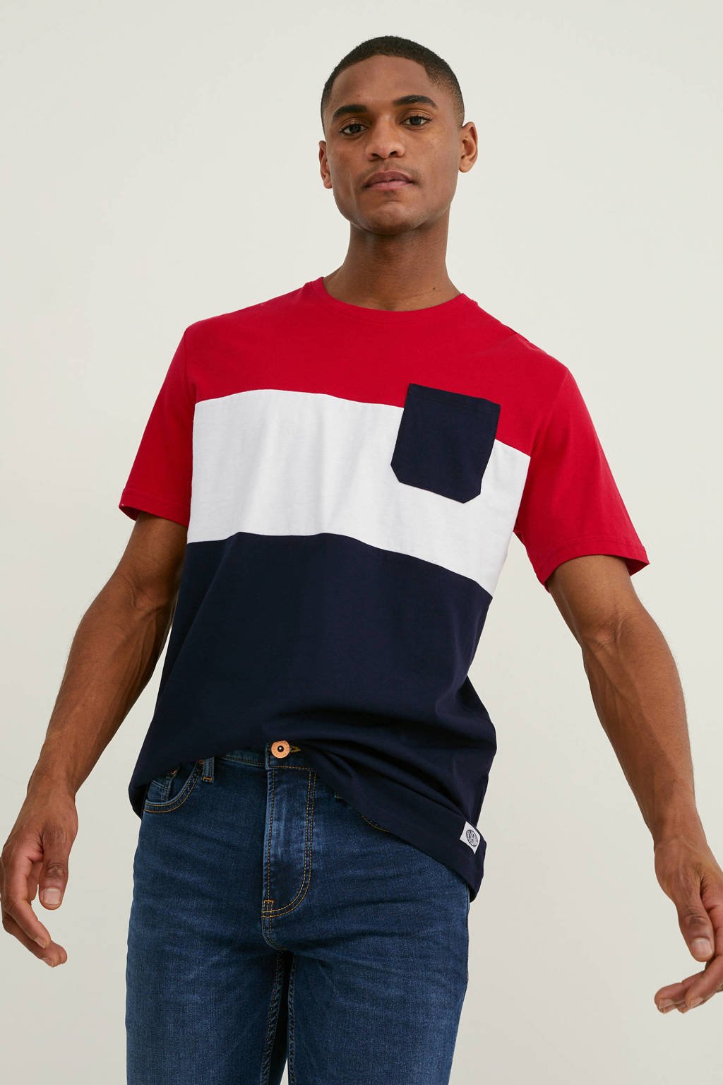 C&A gestreept T-shirt rood/wit/blauw wehkamp
