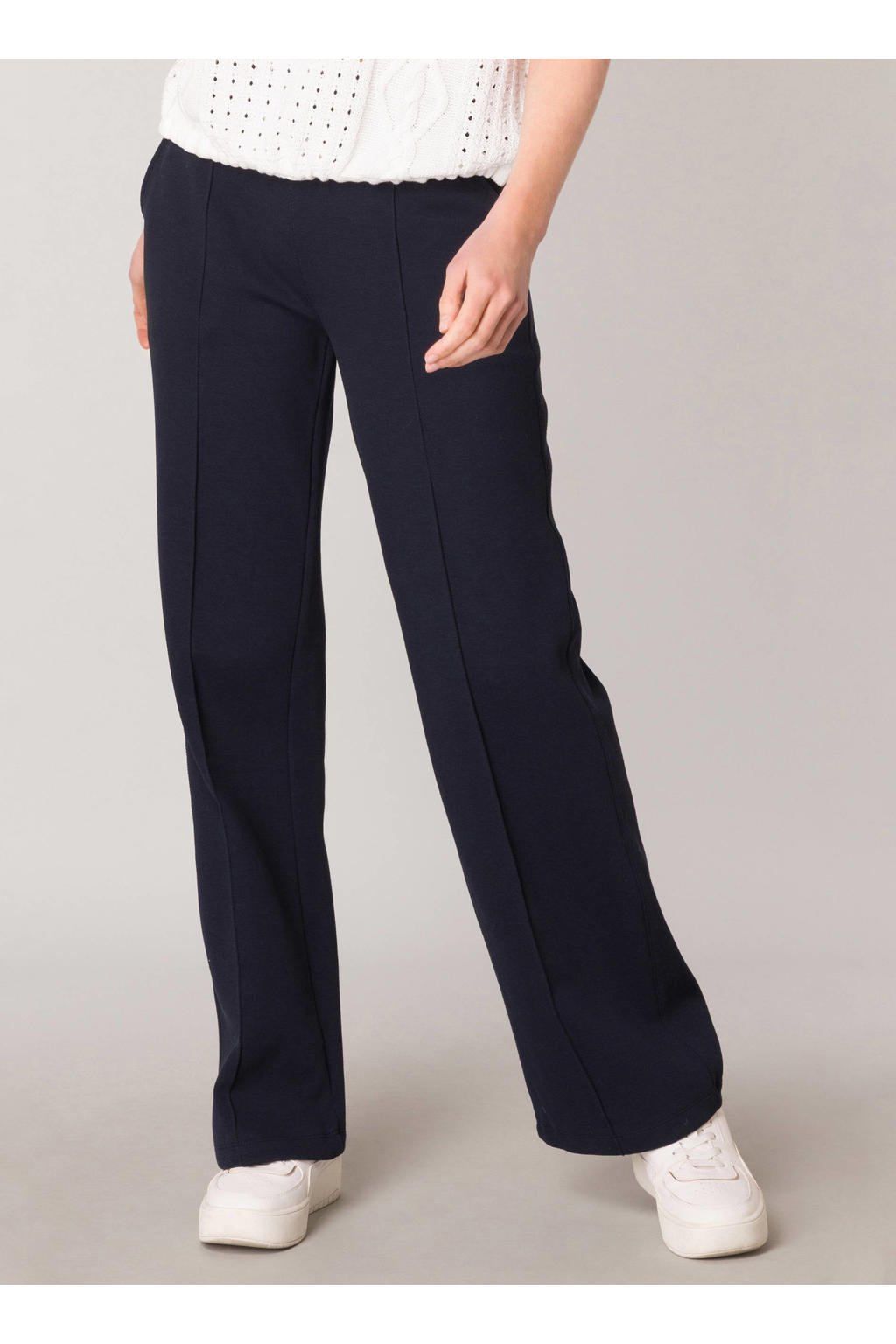 Yest Curve wide leg regular waist broek donkerblauw Yest Curve wide leg regular waist broek donkerblauw