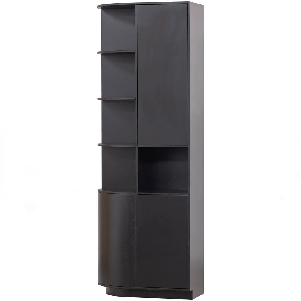 WOOOD Finca Opbergkast Rond Links - Zwart - 210x78x40
