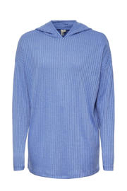 thumbnail: Blauwe meisjes PIECES KIDS ribgebreide longsleeve van polyester met effen, lange mouwen en capuchon