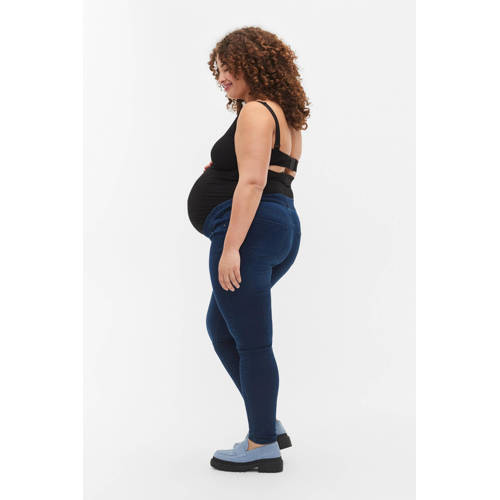 Zizzi Maternity plus size skinny zwangerschapsjegging JANNA dark blue denim
