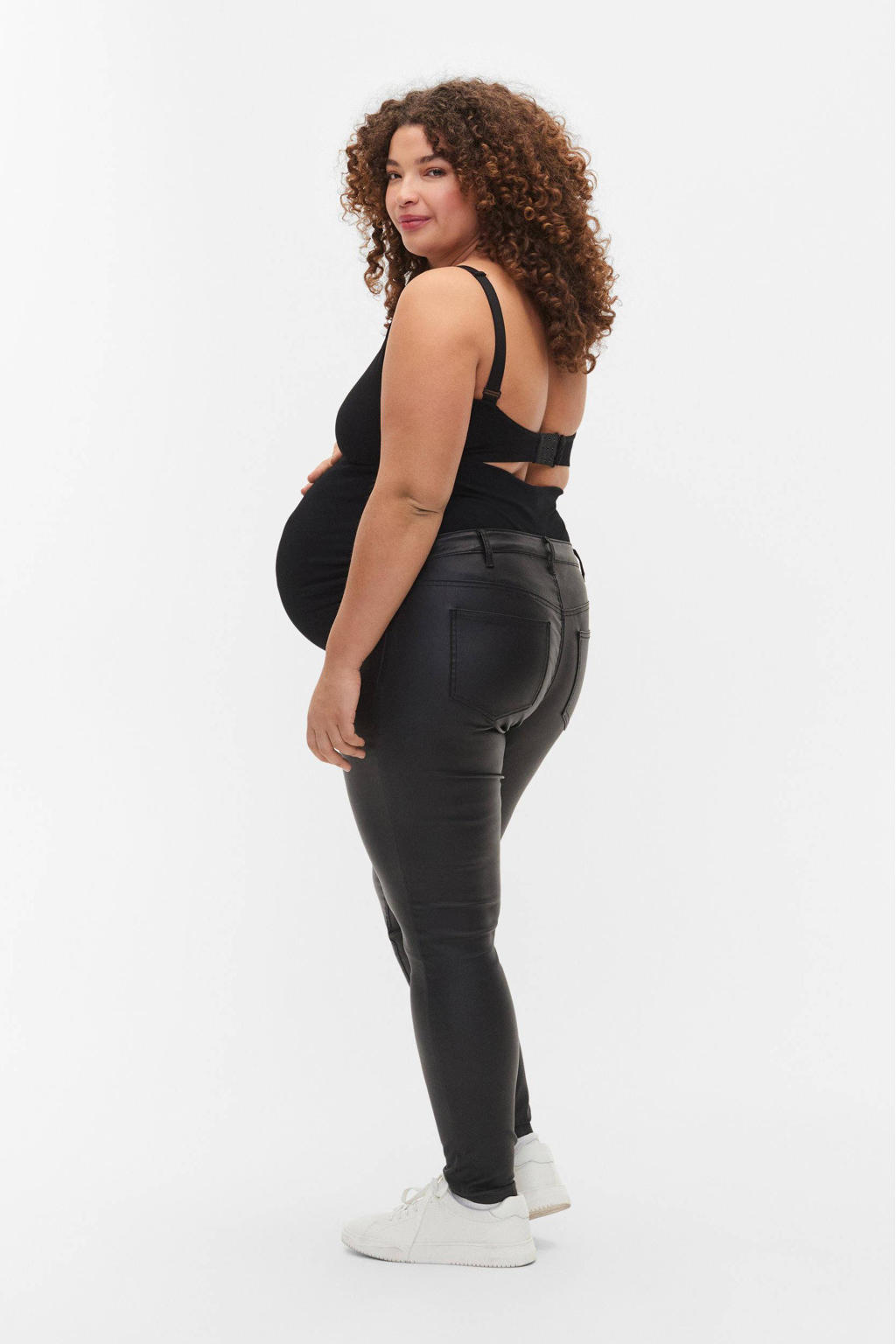 Zizzi Maternity coated skinny zwangerschapstregging AMY zwart