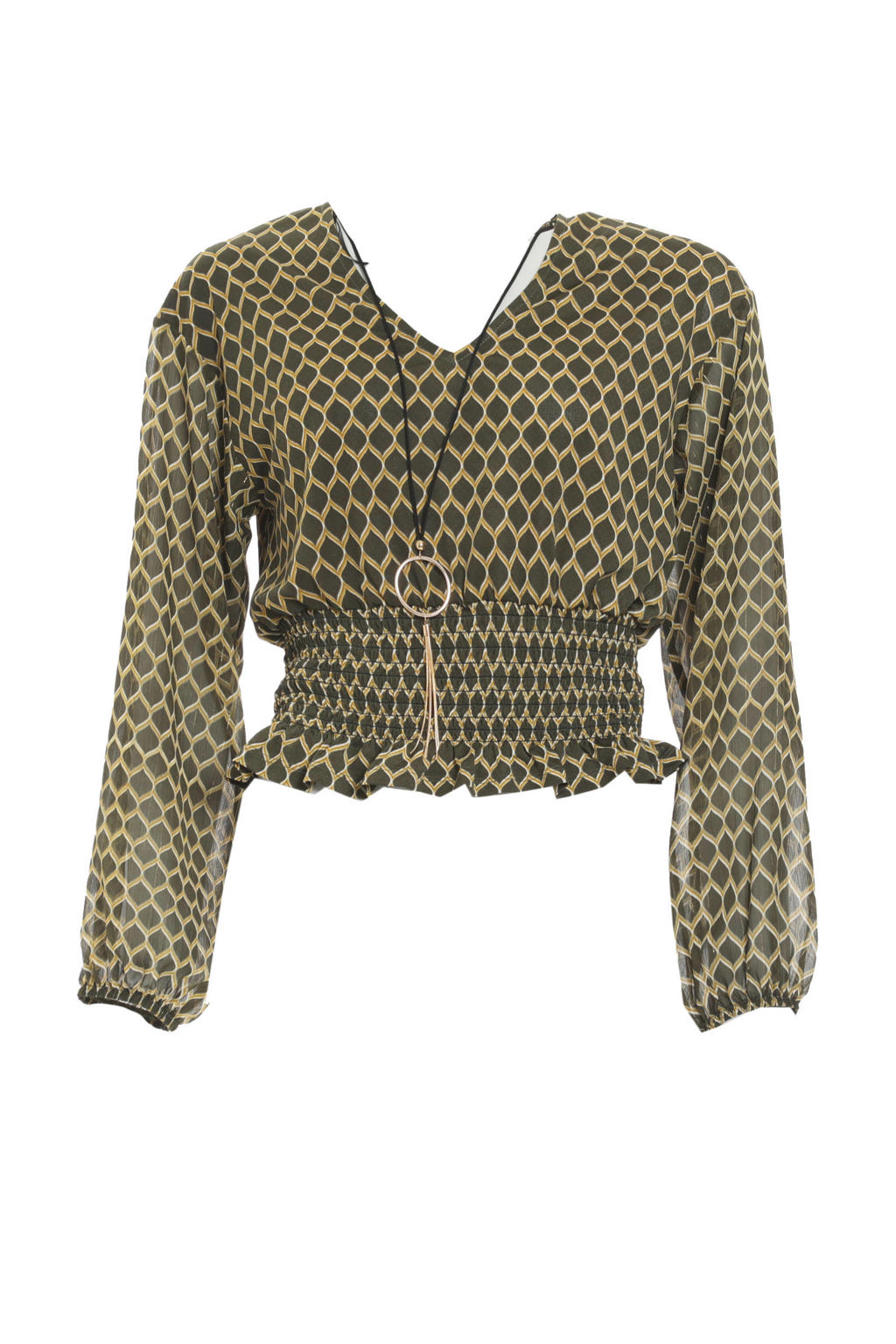 Emesy top met lange mouwen in kaki main image 1
