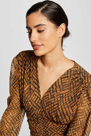 thumbnail: Morgan semi-transparante top met all over print camel/zwart