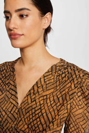 thumbnail: Morgan semi-transparante top met all over print camel/zwart