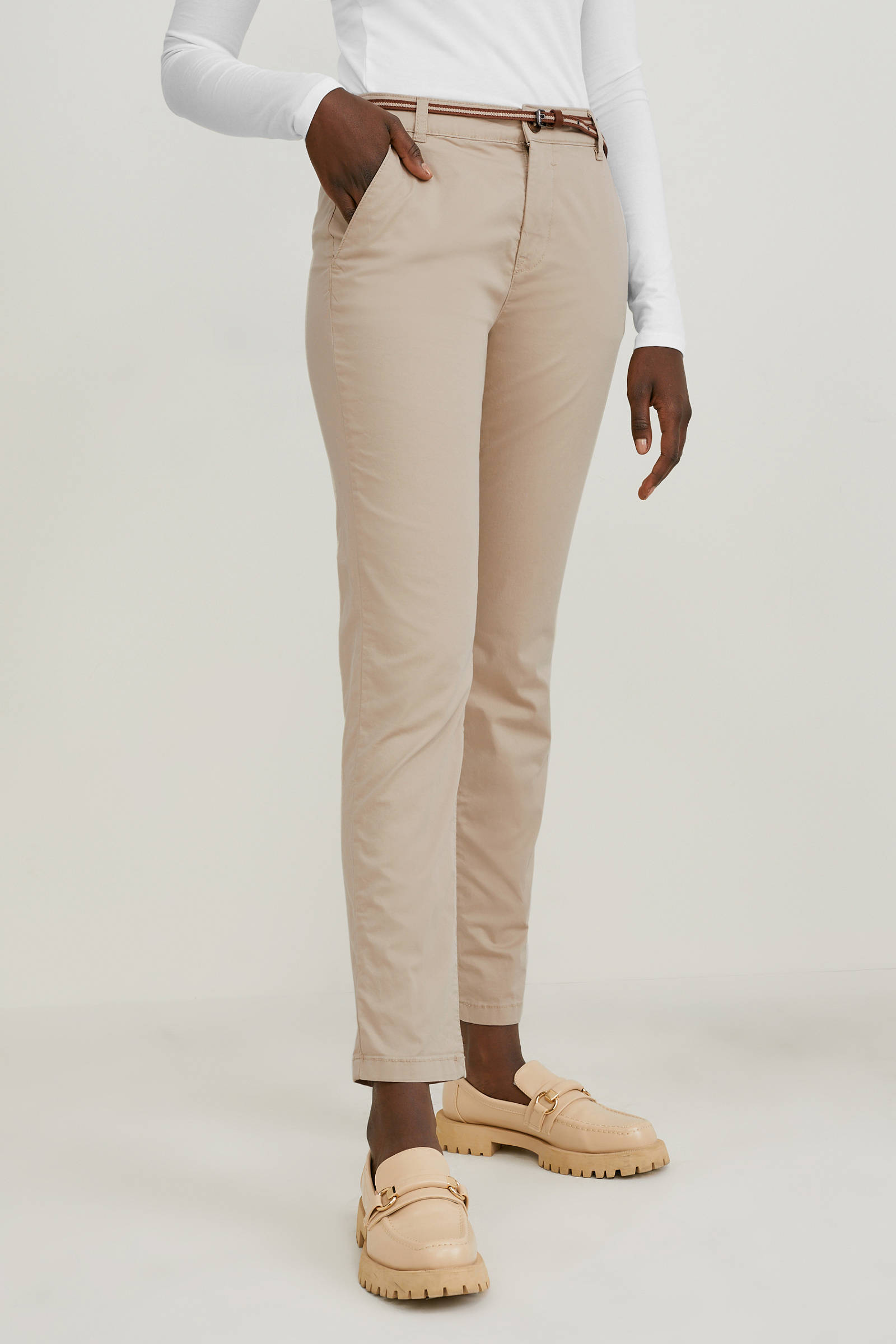 C\u0026A slim fit broek beige | wehkamp