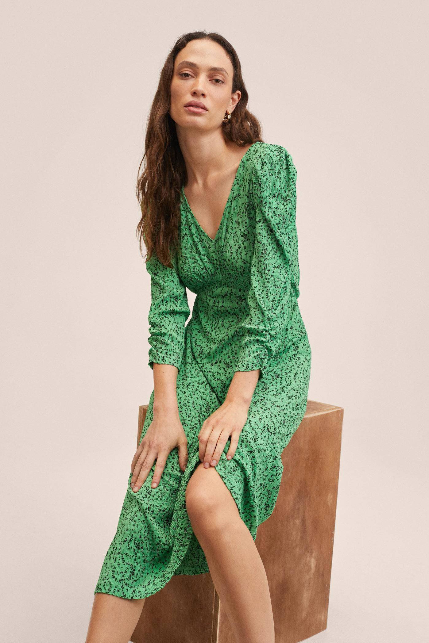 Mango discount groene jurk