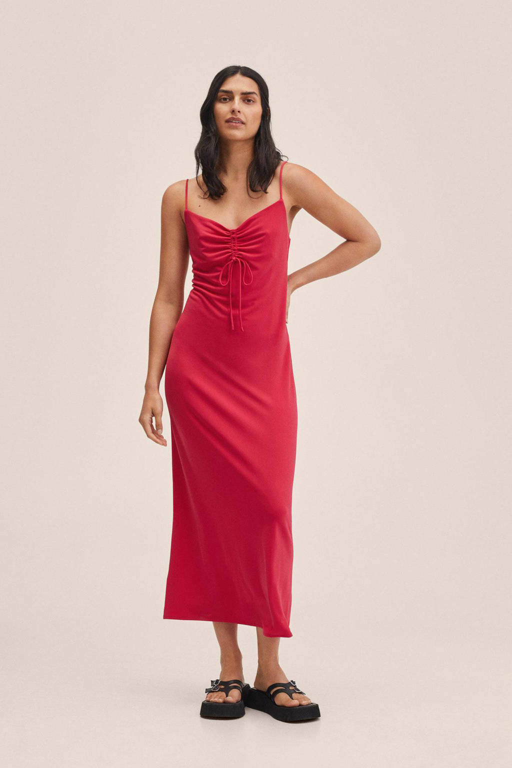 kleurstof gewicht regionaal Mango maxi jurk met split rood | wehkamp