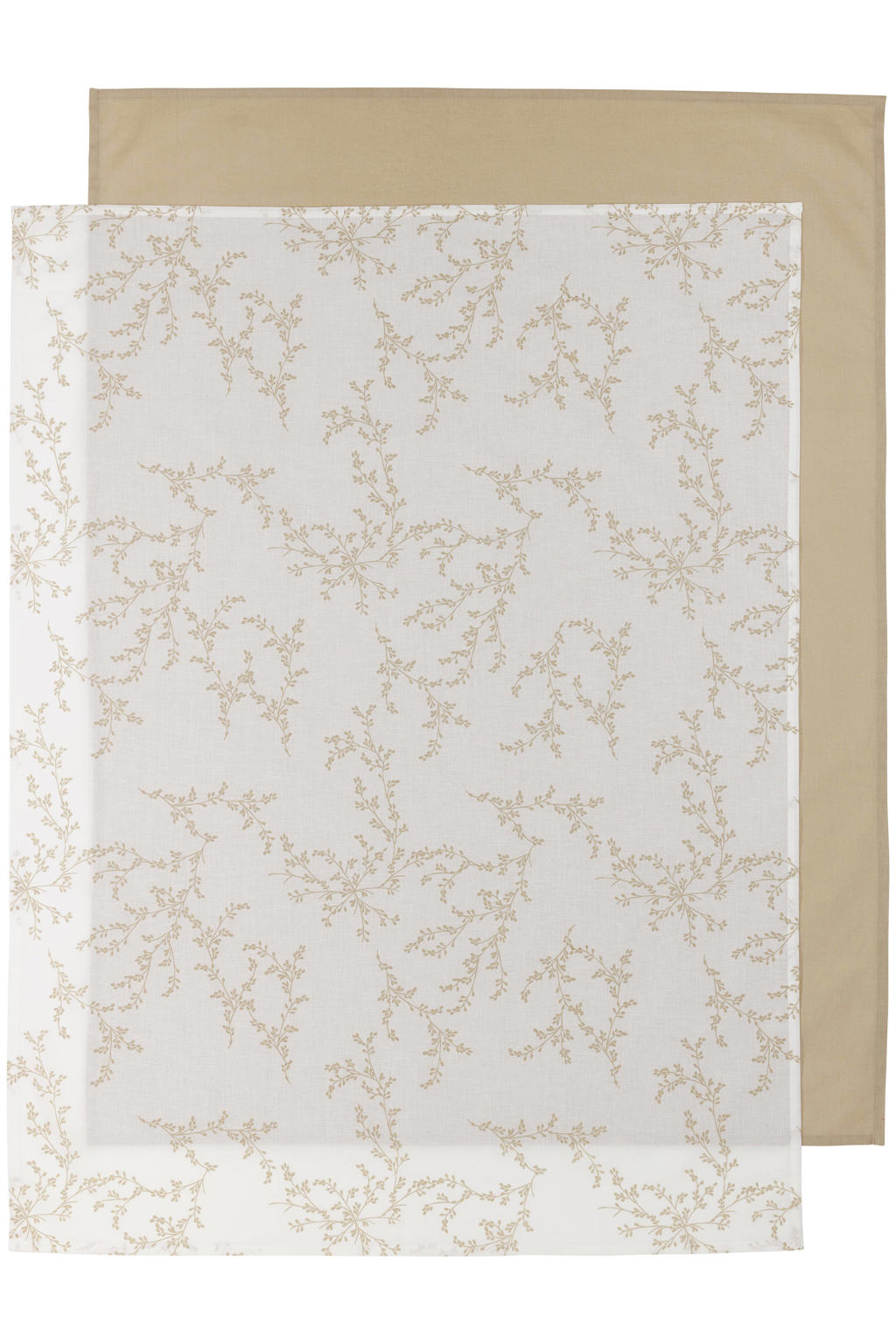 Meyco baby wieglaken - 75x100 cm Branches sand/Uni sand (set van 2)