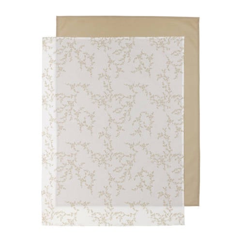 Meyco baby wieglaken - set van 2 75x100 cm Branches sand/Uni sand afbeelding
