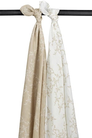 hydrofiele swaddles - 120x120 cm Branches sand (set van 2)