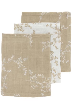 hydrofiel baby washandje - Branches sand (set van 3)