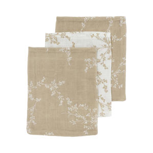 hydrofiel baby washandje - Branches sand (set van 3)
