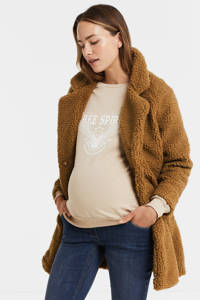 ONLY MATERNITY teddy zwangerschapsjas winterjas OLMAURELIA bruin