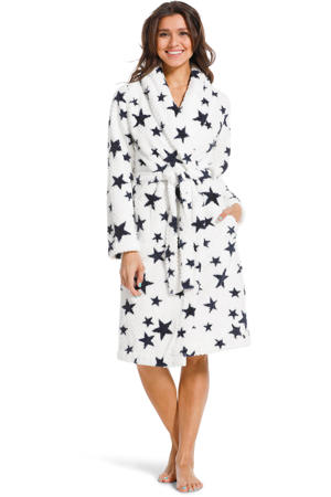 fleece badjas met sterren wit