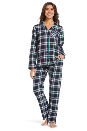 geruite flanellen pyjama donkerblauw