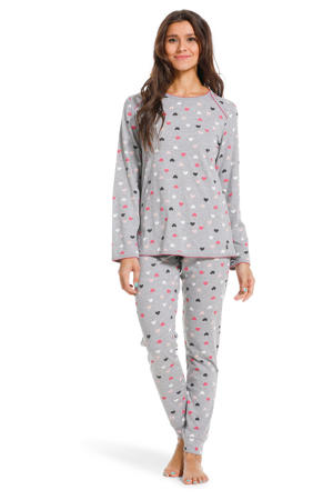pyjama met hartjes grijs